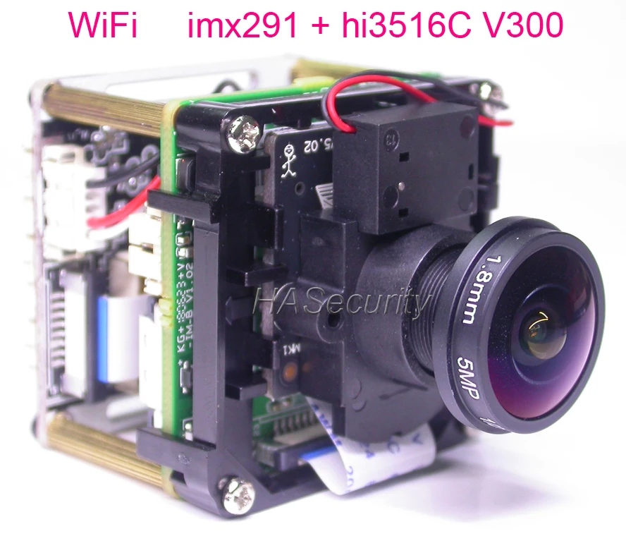 WiFi 1.8mm FishEye LENs H.265 ,H.264 1/2.9" Sony STARVIS IMX291 CMOS + Hi3516C V300 CCTV IP camera PCB board module +FPC Antenna
WiFi 1.8mm FishEye LENs H.265 ,H.264 1/2.9" Sony STARVIS IMX291 CMOS + Hi3516C V300 CCTV IP camera PCB board module +FPC Antenna