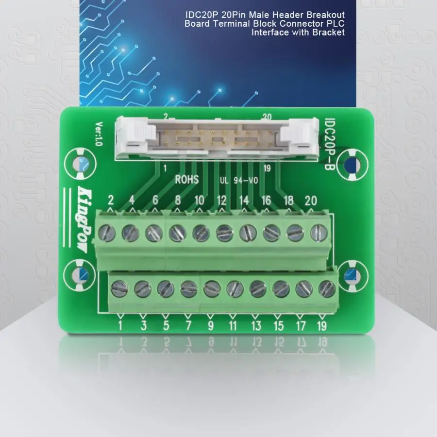 DIN Rail Mount Interface Module DC20P 20Pin Male Header Breakout Board Terminal Block Connector PLC Breakout Board with Bracket
DIN Rail Mount Interface Module DC20P 20Pin Male Header Breakout Board Terminal Block Connector PLC Breakout Board with Bracket
