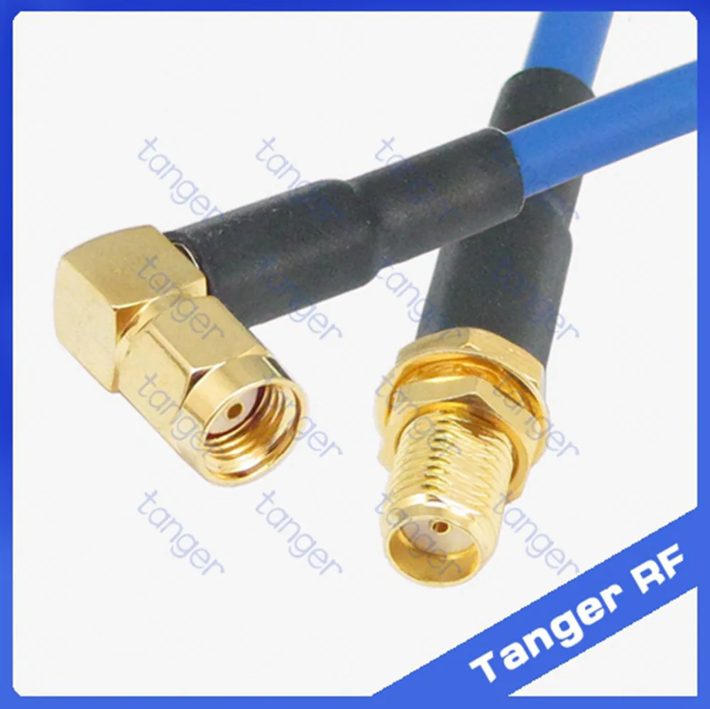 SMA female to RP-SMA male right angle connector with RG402 RG141 RG-402 Coaxial Jumper blue cable 8inch 8" 20cm RF Low Loss Coax
SMA female to RP-SMA male right angle connector with RG402 RG141 RG-402 Coaxial Jumper blue cable 8inch 8" 20cm RF Low Loss Coax