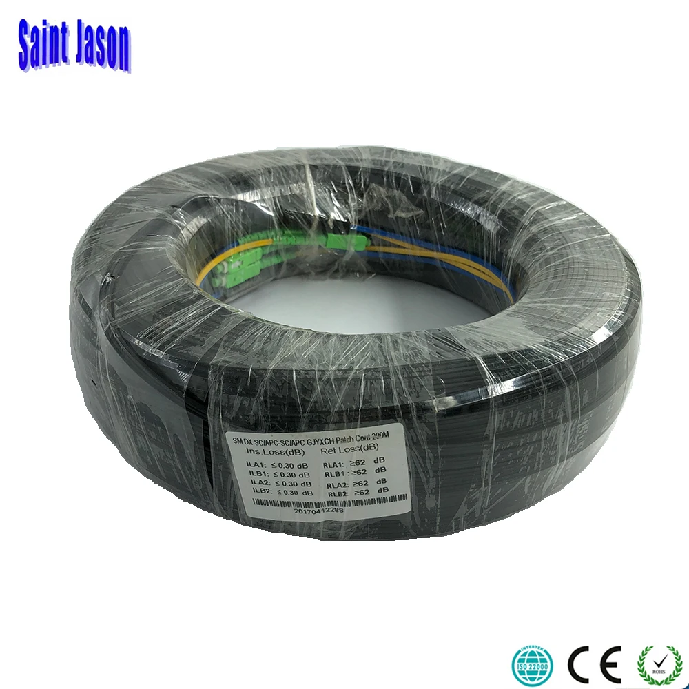 200M Outdoor FTTH Fiber Optic Drop Cable Patch Cord SC/APC to SC/APC Duplex SM G657A2 LSZH 2cores GJYXCH Drop Cable Patch Cord
200M Outdoor FTTH Fiber Optic Drop Cable Patch Cord SC/APC to SC/APC Duplex SM G657A2 LSZH 2cores GJYXCH Drop Cable Patch Cord