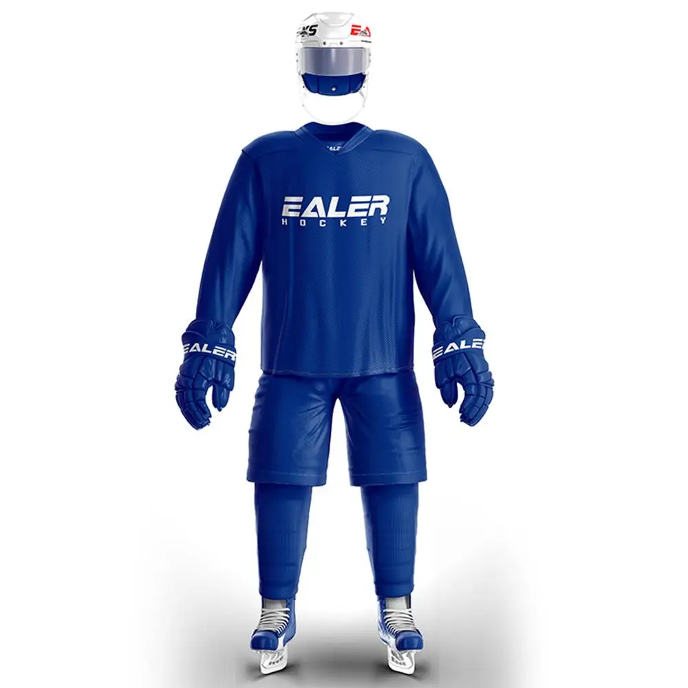 

Классный хоккей, бесплатная доставка, дешевый синий тренировочный костюм, Хоккей с шайбой, трикотажные изделия с логотипом EALER, под заказ