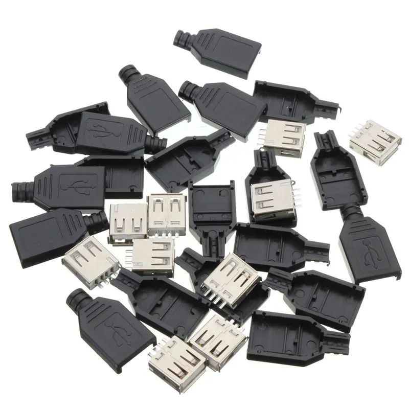 10Pcs Type A Female USB 4 Pin Plug Socket Jack Connector Plug Socket with Black Plastic Cover Seat Welding Wire Adapeter
10Pcs Type A Female USB 4 Pin Plug Socket Jack Connector Plug Socket with Black Plastic Cover Seat Welding Wire Adapeter