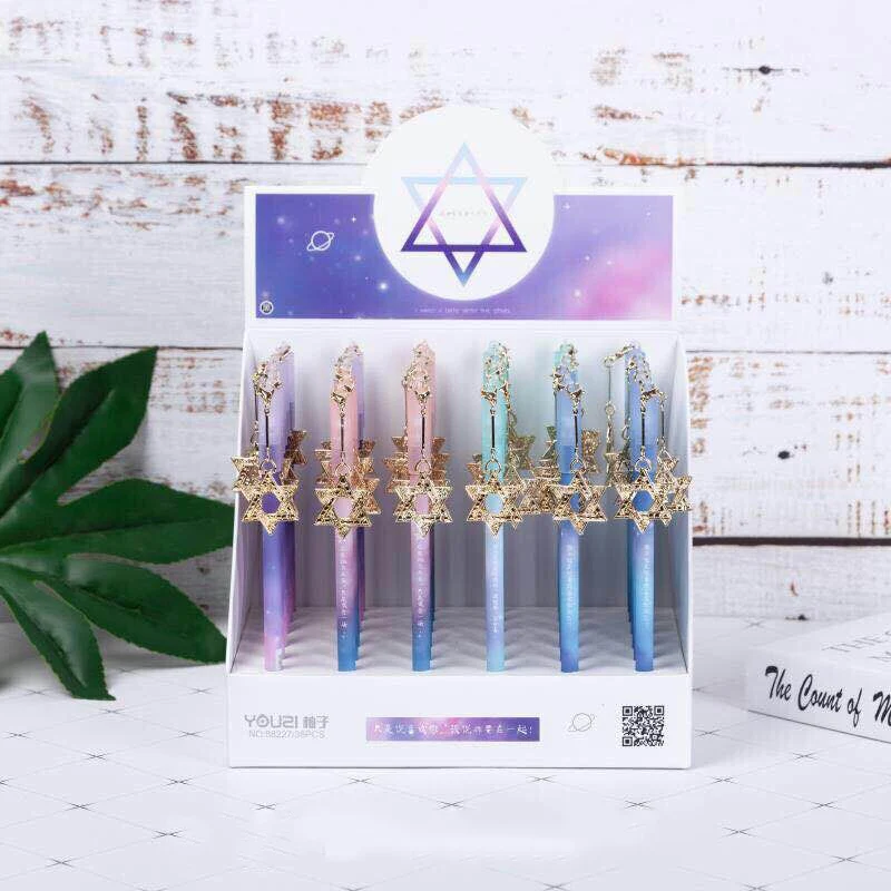 1PC Cute Hexagram Pens Kawaii Universe Gel Pens Pendant Neutral Pens For Kids Gift School Office Supplies Stationery
1PC Cute Hexagram Pens Kawaii Universe Gel Pens Pendant Neutral Pens For Kids Gift School Office Supplies Stationery