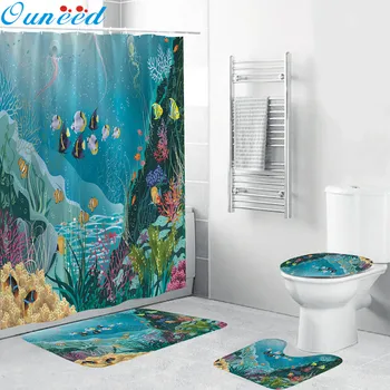 Ouneed Shower Curtain set 4PCS Non Slip ocean world Toilet Polyester Cover Mat Set seahorse dolphin fish Bathroom Shower Curtain
Ouneed Shower Curtain set 4PCS Non Slip ocean world Toilet Polyester Cover Mat Set seahorse dolphin fish Bathroom Shower Curtain