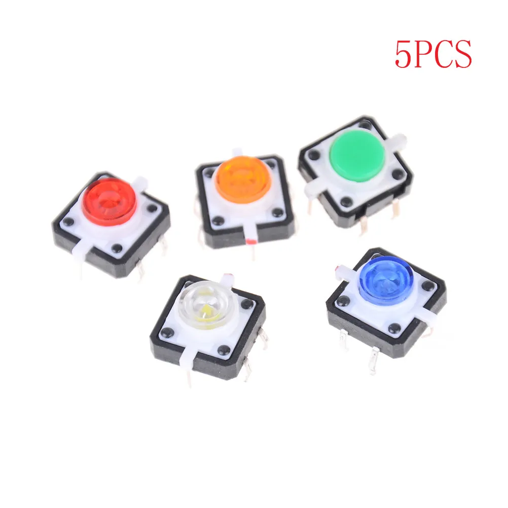 5pcs 5color DC12V, 50MA Tactile Push Button Switch Momentary Tact LED Red Green Blue Yellow White 12*12mm 40 To 80 Degree
5pcs 5color DC12V, 50MA Tactile Push Button Switch Momentary Tact LED Red Green Blue Yellow White 12*12mm 40 To 80 Degree