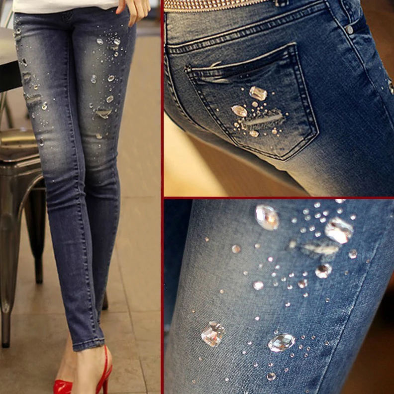 New Autumn Skinny Jeans Woman Diamond Full Length Pencil Pants Casual Blue denim Trousers women's jeans Fashion Pants Z2524
New Autumn Skinny Jeans Woman Diamond Full Length Pencil Pants Casual Blue denim Trousers women's jeans Fashion Pants Z2524