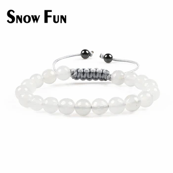 Snow Fun 8mm White Agate Beads Braided Bracelet with Hematite Beads Macrame
Snow Fun 8mm White Agate Beads Braided Bracelet with Hematite Beads Macrame