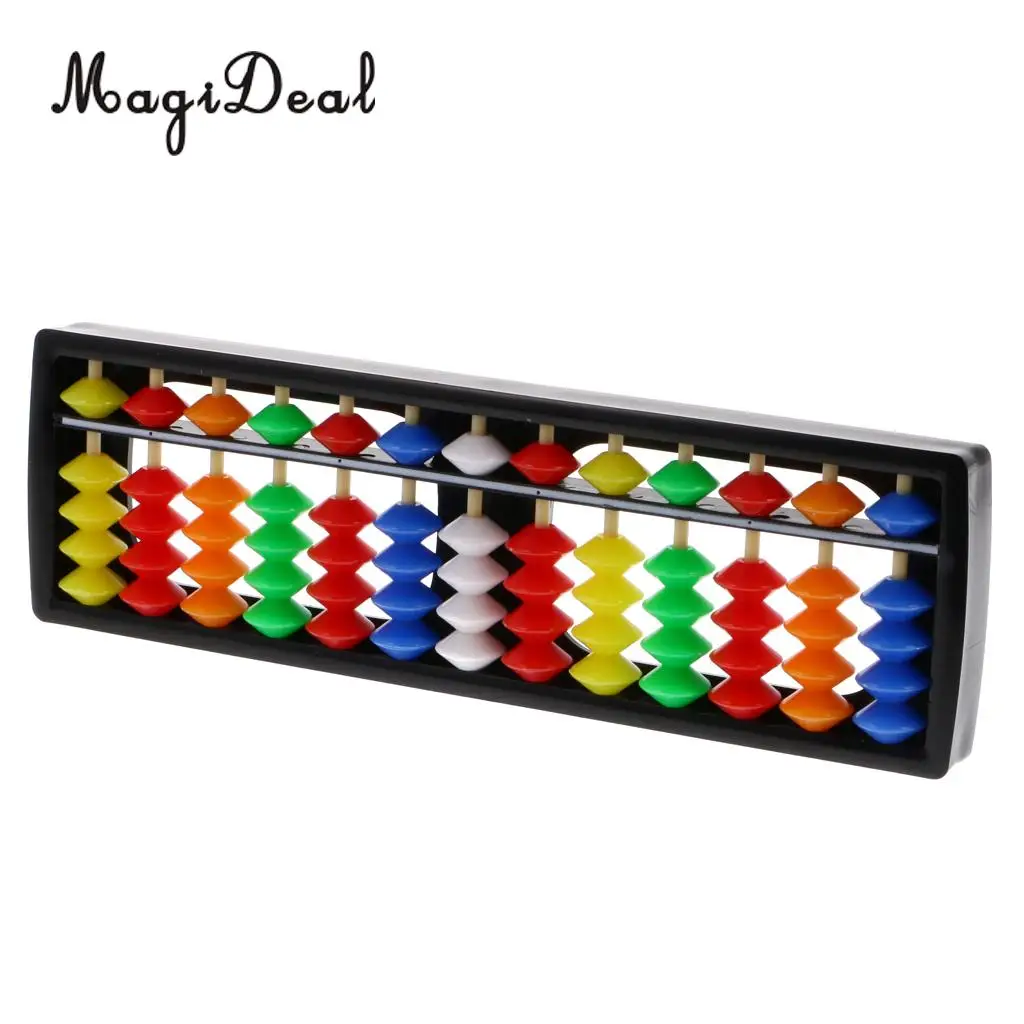 MagiDeal 13Rods Plastic Beads Abacus Soroban Calculating Tool Educational Math Toy for School Teacher Student Office Use 6Colors