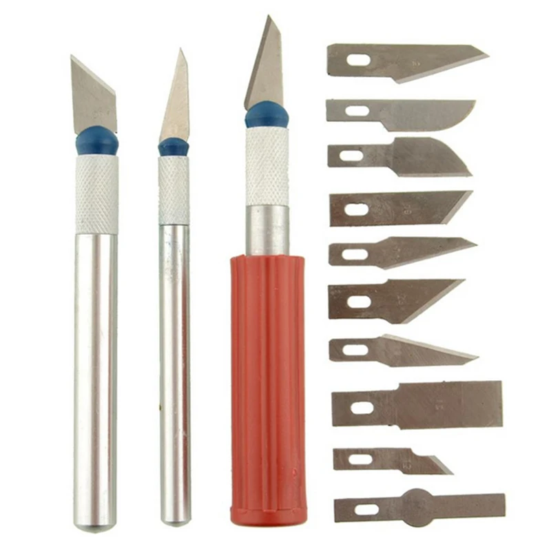 13 Blades 3 Knife Handles With Box Non-Slip Metal Scalpel Knife Tools Kit Cutter Engraving Craft Knives Sculpture Carving Knife
13 Blades 3 Knife Handles With Box Non-Slip Metal Scalpel Knife Tools Kit Cutter Engraving Craft Knives Sculpture Carving Knife