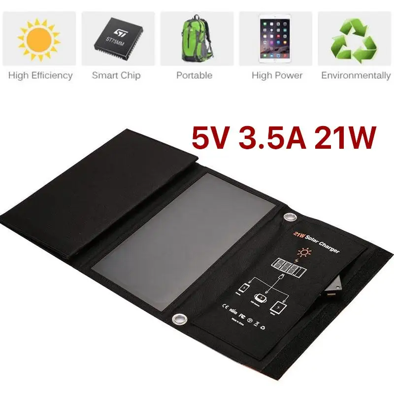 MVPower Foldable Solar Panel 5V 21W 3.5A /1W 6V Dual USB Output Solar Power Bank Charger For Smart Phone Solar Panel Universal
MVPower Foldable Solar Panel 5V 21W 3.5A /1W 6V Dual USB Output Solar Power Bank Charger For Smart Phone Solar Panel Universal