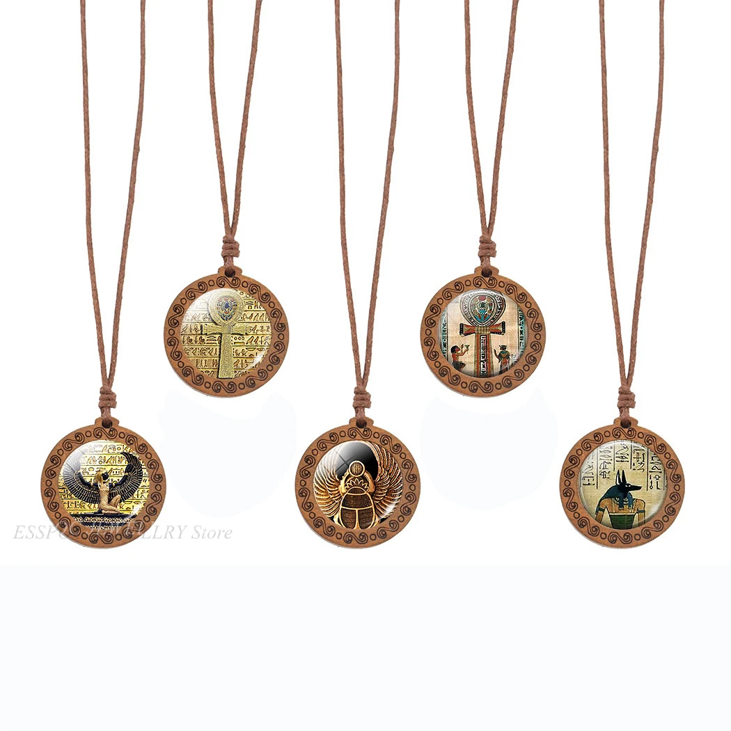 Egyptian Ankh Cross Necklace Vintage Art Wooden Pendant Glass Dome Jewelry Ancient Egypt Anubis Scarab Goddess Necklaces Gift
Egyptian Ankh Cross Necklace Vintage Art Wooden Pendant Glass Dome Jewelry Ancient Egypt Anubis Scarab Goddess Necklaces Gift