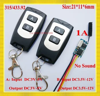 DC 3V 3.7V 4.5V 5V 6V 7.4V 9V 12V Small Size Remote Control Switch Mos No Sound Receiver+2Transmitter Buzzer Lock Circuit Board
DC 3V 3.7V 4.5V 5V 6V 7.4V 9V 12V Small Size Remote Control Switch Mos No Sound Receiver+2Transmitter Buzzer Lock Circuit Board