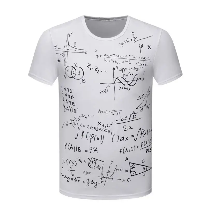 FJUN t shirt men summer 3d geometric tee shirt homme Mathematical formulas print slim fitness casual short sleeve o neck tops
FJUN t shirt men summer 3d geometric tee shirt homme Mathematical formulas print slim fitness casual short sleeve o neck tops