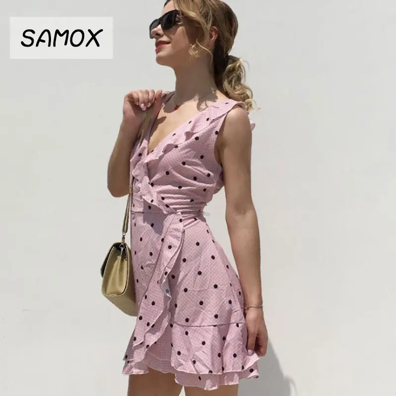 JSMY 2019 New Summer Pink Chiffon Dress Fashion Women Sling V-neck Ruffles Irregular
JSMY 2019 New Summer Pink Chiffon Dress Fashion Women Sling V-neck Ruffles Irregular
