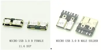 10PCS Micro USB 3.0 10PIN Female + Male Connector Charging Socket PCB Soldering Jack high Speed DIP 11.6 CURVED MOUTH
10PCS Micro USB 3.0 10PIN Female + Male Connector Charging Socket PCB Soldering Jack high Speed DIP 11.6 CURVED MOUTH