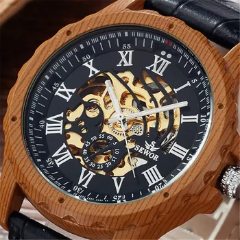 2017 SEWOR Logo Design Hollow Engraving Wood Colour Case Leather Skeleton Mechanical Watches Men Luxury Brand Heren Horloge
2017 SEWOR Logo Design Hollow Engraving Wood Colour Case Leather Skeleton Mechanical Watches Men Luxury Brand Heren Horloge