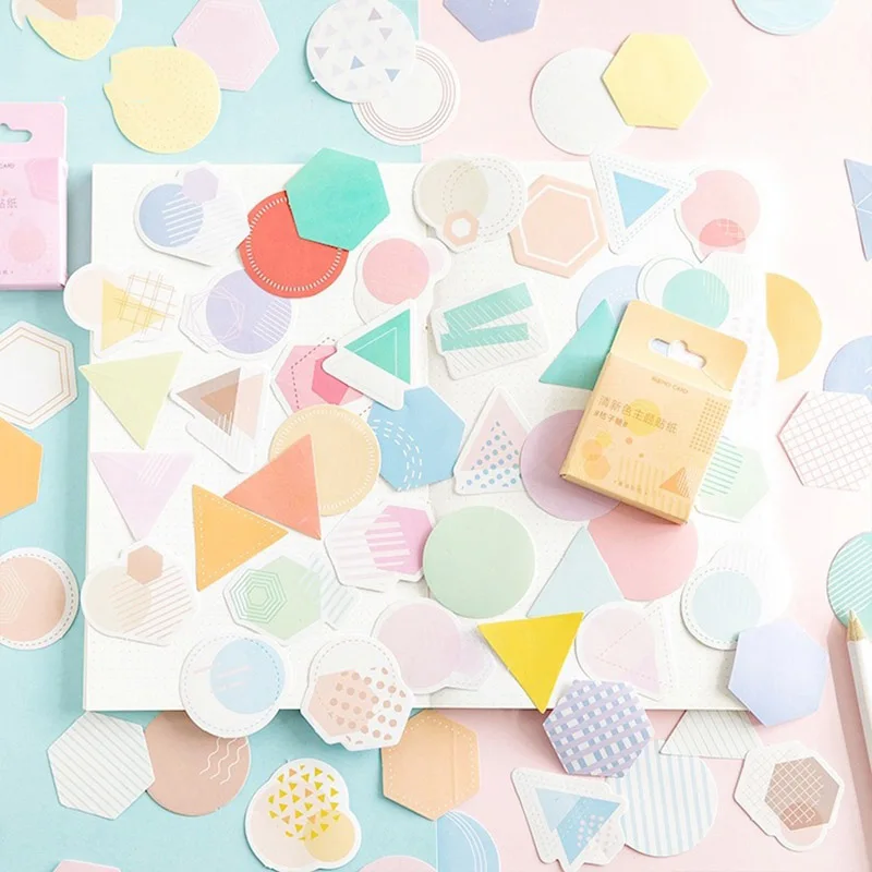 46Pcs/Box Stationery Stickers Solid Color Geometric Shape Stickers Paper Adhesive Label Stickers For Kids DIY Diary Scrapbooking
46Pcs/Box Stationery Stickers Solid Color Geometric Shape Stickers Paper Adhesive Label Stickers For Kids DIY Diary Scrapbooking