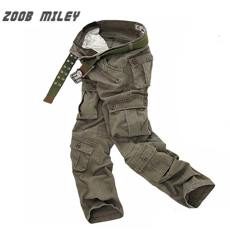 Image ZOOB MILEY Military Pants Men Baggy Cargo Pants Loose Fit Outer door Military Overalls Causal Trousers (No Belt) Plus Size 28 40