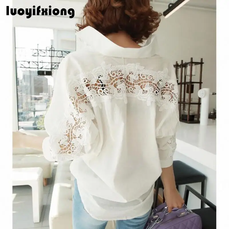 Luoyifxiong Blouse Women 2019 White Back Lace Hollow Out Patchwork Shirt Women Half Sleeve Loose Casual Ladies Tops Blusas Mujer
Luoyifxiong Blouse Women 2019 White Back Lace Hollow Out Patchwork Shirt Women Half Sleeve Loose Casual Ladies Tops Blusas Mujer