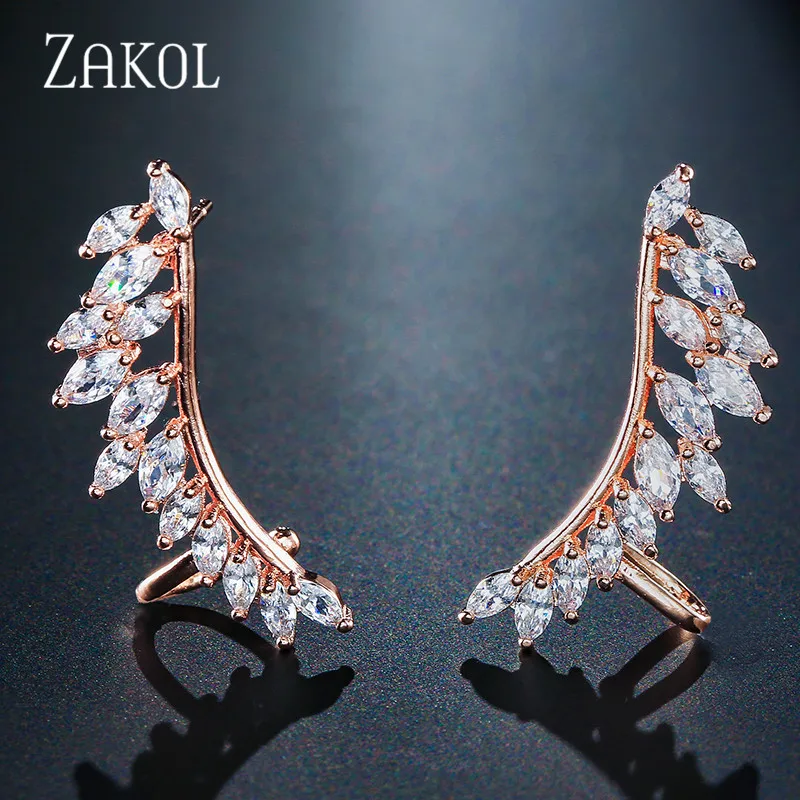 ZAKOL Fashion Feather Zirconia Crystal Wings Stud Earrings for Women Leaf Earrings Pins Wedding Jewelry FSEP664
ZAKOL Fashion Feather Zirconia Crystal Wings Stud Earrings for Women Leaf Earrings Pins Wedding Jewelry FSEP664