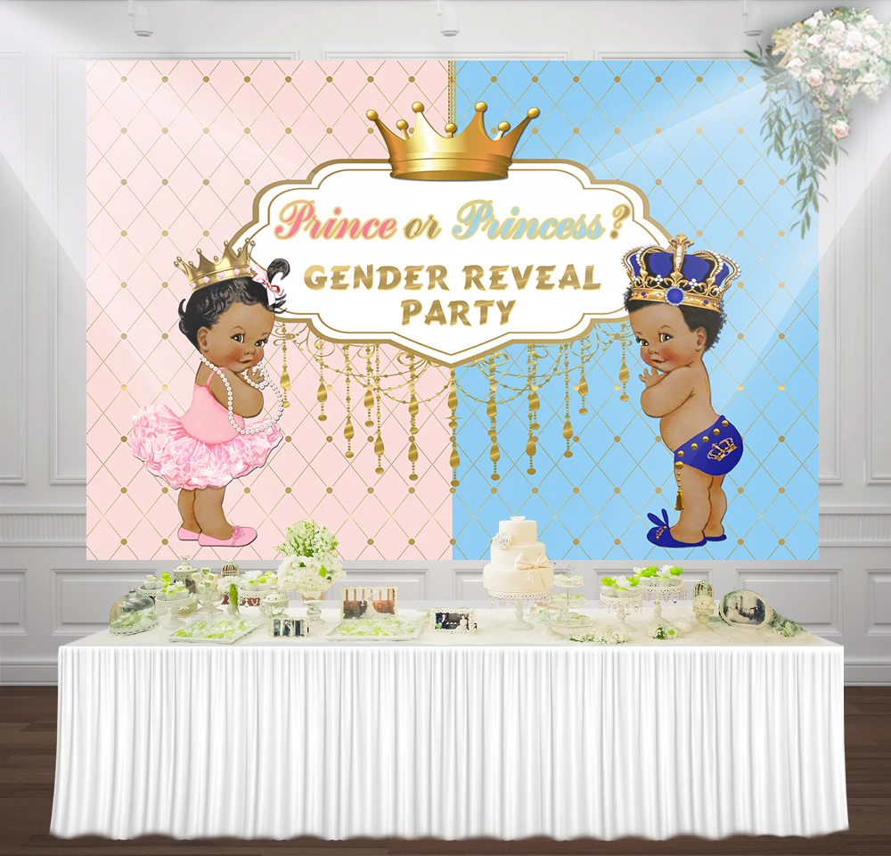 royal prince or princess gender reveal party background fun twins pink and blue baby shower photography backdrop supplies banner
royal prince or princess gender reveal party background fun twins pink and blue baby shower photography backdrop supplies banner