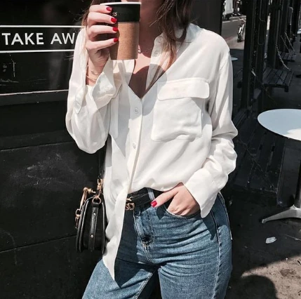 Women Blouses Long Sleeve Button Lapel Tops White Yellow Blue Solid Color Blouse
Women Blouses Long Sleeve Button Lapel Tops White Yellow Blue Solid Color Blouse