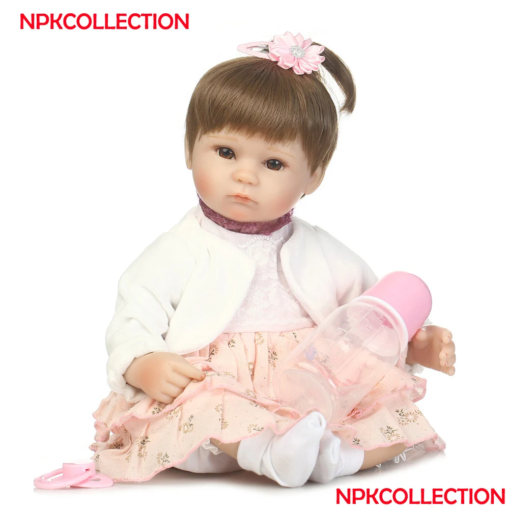 

NPK 40CM Soft Silicone Doll Reborn Baby 18" Toy For Girls Newborn Girl Baby Birthday Gift For Child educational toys