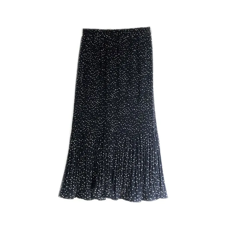 2019 Korean Spring Summer Women Casual Skirts Polka Dot Elastic High Waist Pleated Long Chiffon Skirt A-Line Elegant temperament 
2019 Korean Spring Summer Women Casual Skirts Polka Dot Elastic High Waist Pleated Long Chiffon Skirt A-Line Elegant temperament