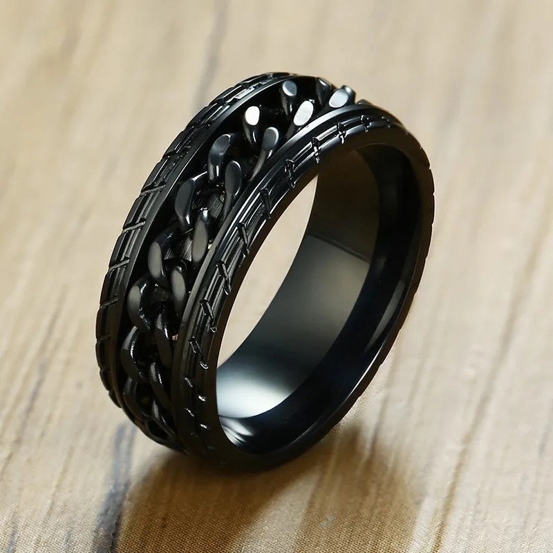 Punk Wheel Tire Spinner Mens Chain Rings Stainless Steel Black Color Biker Hip Hop Bague Male Accessories
Punk Wheel Tire Spinner Mens Chain Rings Stainless Steel Black Color Biker Hip Hop Bague Male Accessories