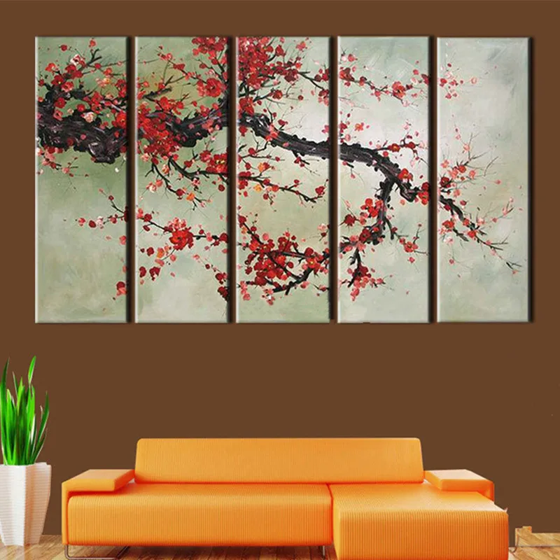 Handpainted Abstract Flower Oil Paintings Large 5 Piece Wall Painting Home Decor Art Handmade Chinese Red Plum Floral Pictures
Handpainted Abstract Flower Oil Paintings Large 5 Piece Wall Painting Home Decor Art Handmade Chinese Red Plum Floral Pictures