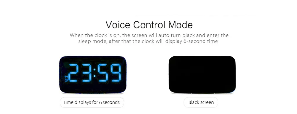 Digital LED Alarm Clock Voice Control Time Display USB & Battery Charging JK-015 