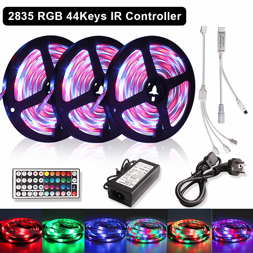 RGB Led Strip Waterproof Light 10M 5M 5050 30LEDS/M 2835 60LEDS/M Flexible Diode Led Tape+44Key Remote Control+DC 12V Power
RGB Led Strip Waterproof Light 10M 5M 5050 30LEDS/M 2835 60LEDS/M Flexible Diode Led Tape+44Key Remote Control+DC 12V Power
