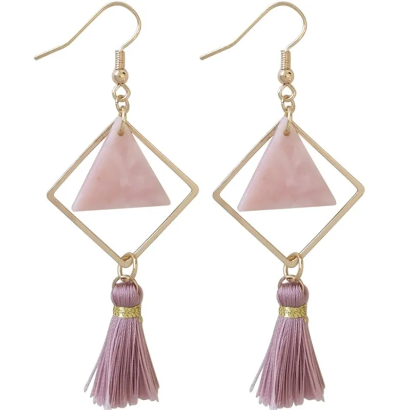 Hot Selling Triangle Resin Metal Wire With Thread Tassel Earrings For Women Jewelry
Hot Selling Triangle Resin Metal Wire With Thread Tassel Earrings For Women Jewelry