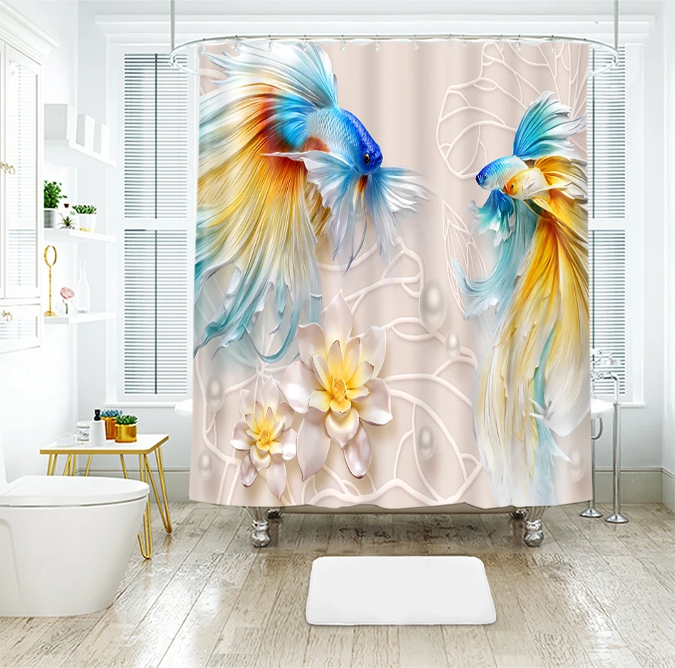 3d Goldfish Flower Relief Pattern Shower Curtains Landscape Bathroom Curtain Thicken Waterproof Thickened Bath Curtain
3d Goldfish Flower Relief Pattern Shower Curtains Landscape Bathroom Curtain Thicken Waterproof Thickened Bath Curtain