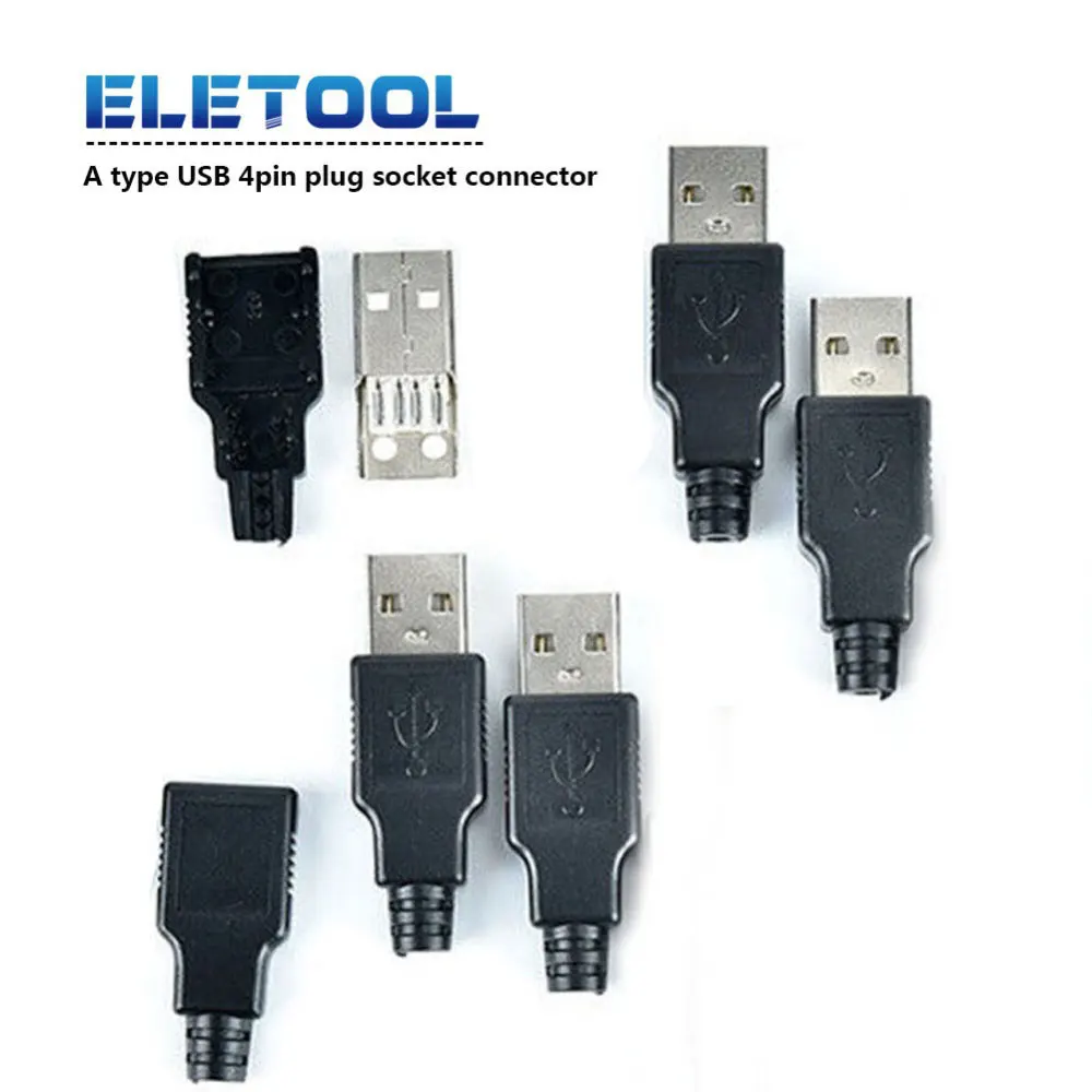 5pcs Type A USB Connector 4 pin Plug Socket Adapter Black Plastic Shell Three-piece Set USB Connector XF30
5pcs Type A USB Connector 4 pin Plug Socket Adapter Black Plastic Shell Three-piece Set USB Connector XF30