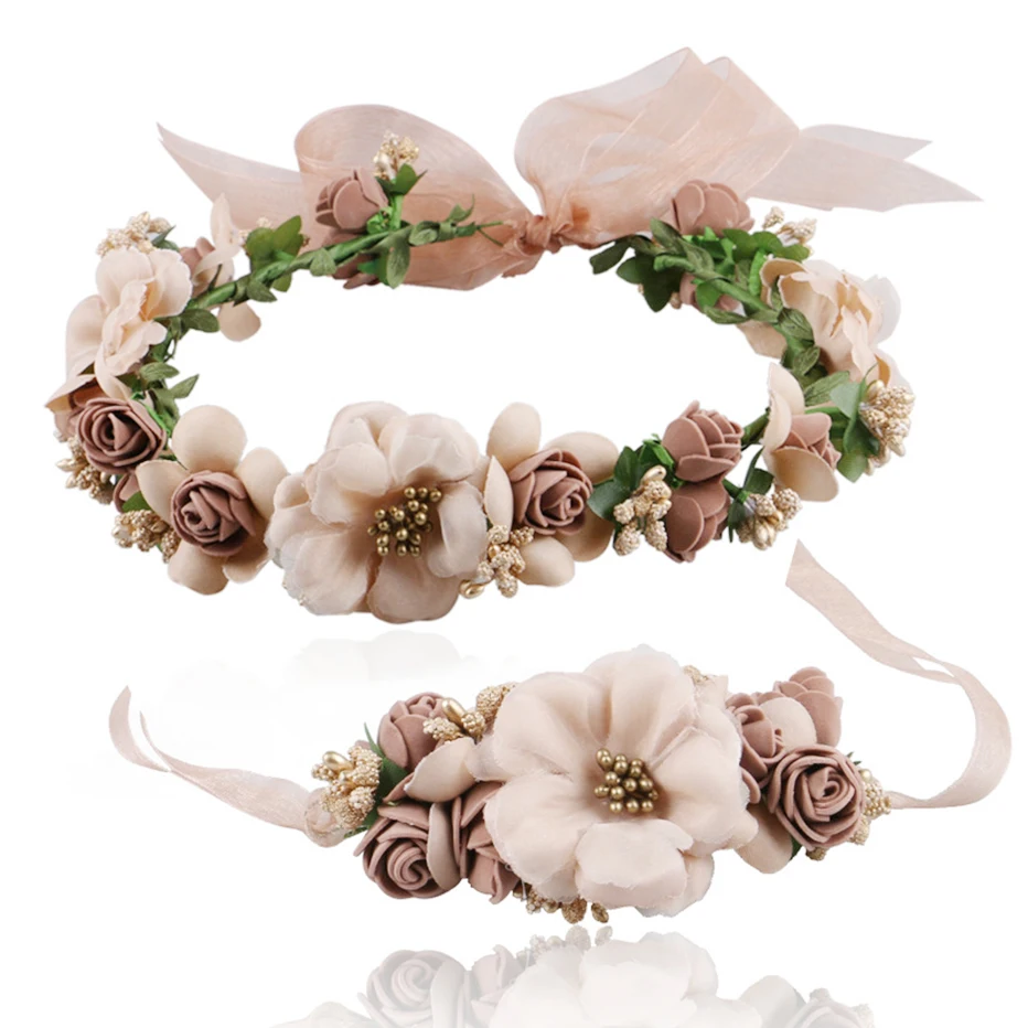2pcs/set Flower Wreath Crown Wedding Garland Headband Wrist Band Set Summer Beach Hair Band Dress Decoration Anadem
2pcs/set Flower Wreath Crown Wedding Garland Headband Wrist Band Set Summer Beach Hair Band Dress Decoration Anadem