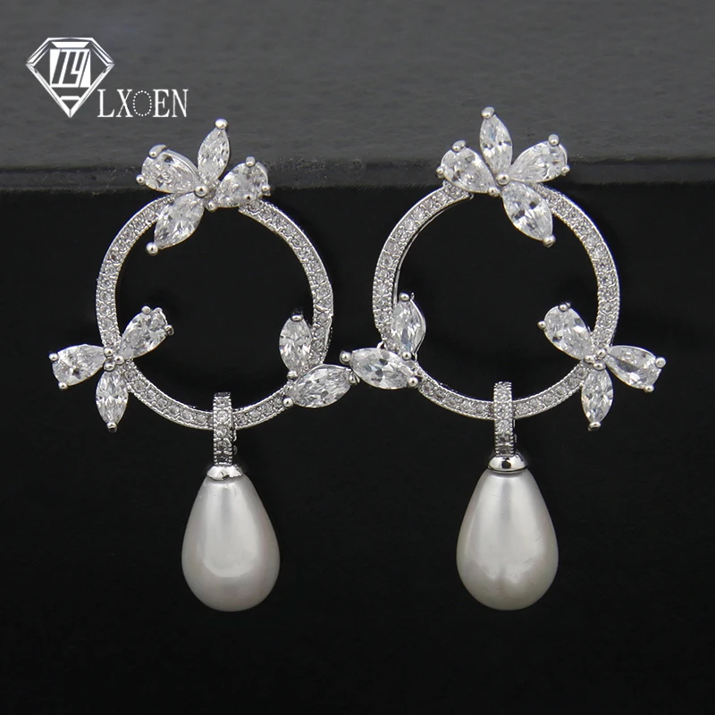 LXOEN Romantic Oval Drop Earrings For Women Elegant Flower Silver color CZ Stone Earring Pulseras Mujer Imitation Pearls Earing
LXOEN Romantic Oval Drop Earrings For Women Elegant Flower Silver color CZ Stone Earring Pulseras Mujer Imitation Pearls Earing