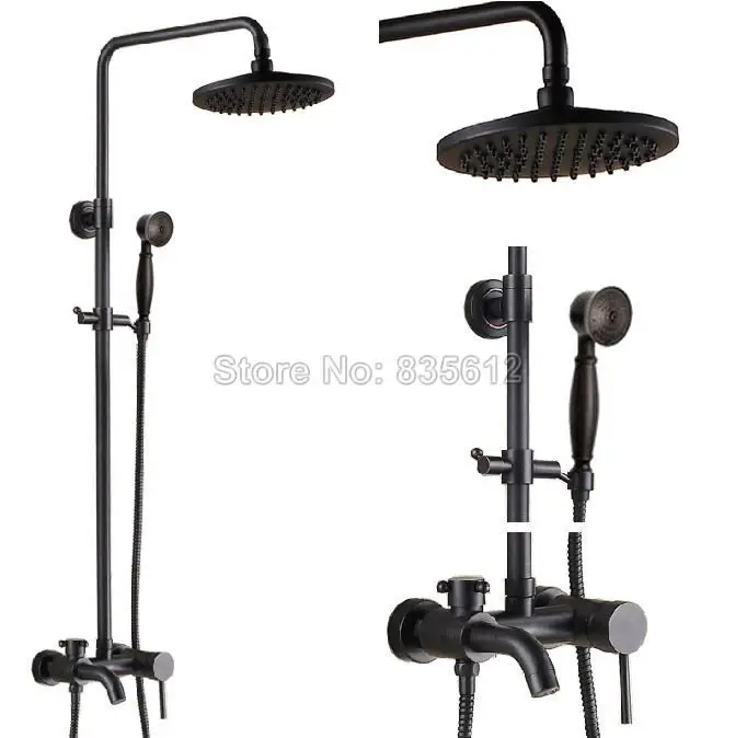 

Oil Rubbed Bronze 8" Rain Shower Faucet Bathtub Mixer Tap Shower Column Set With Hand Sprayer Brs341