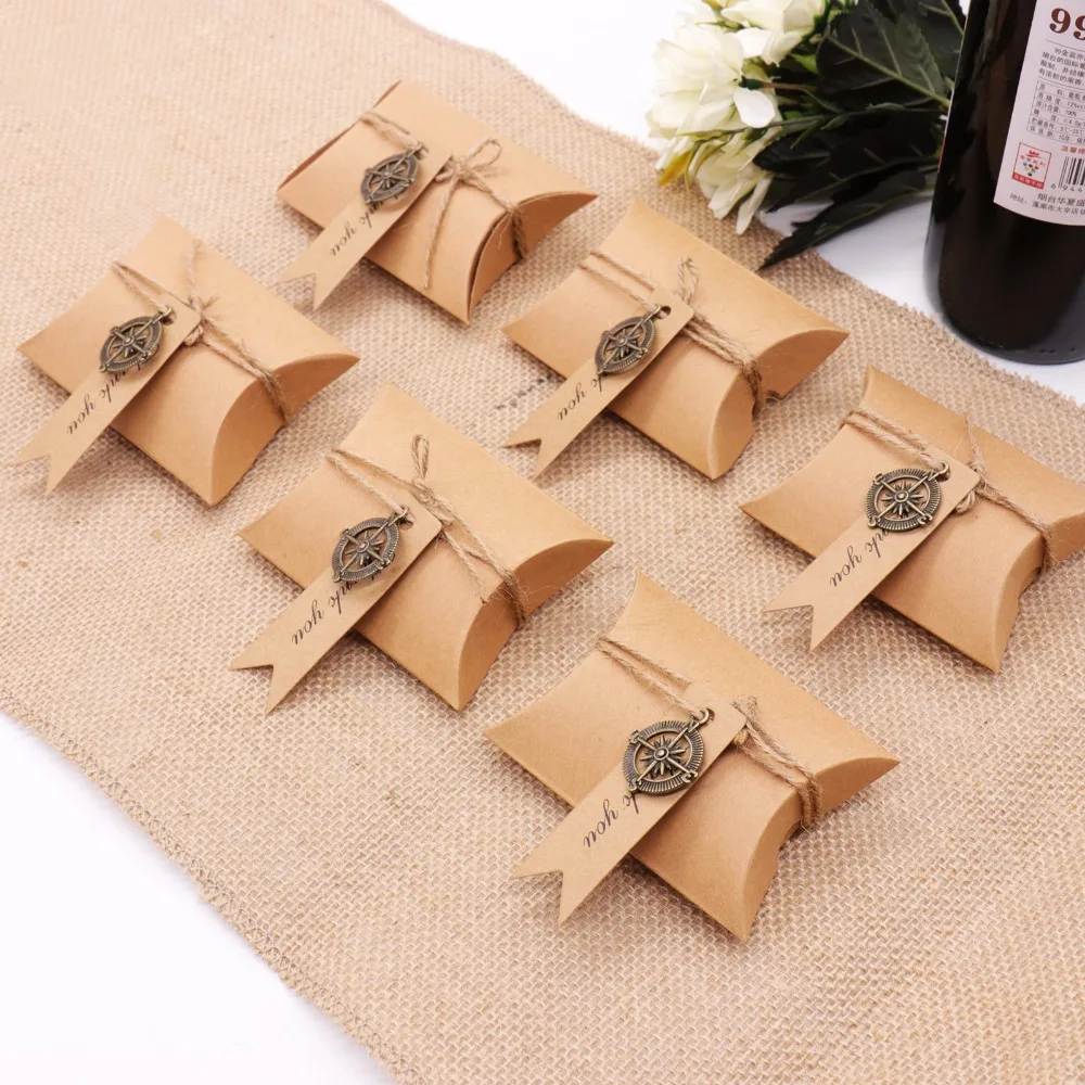 10pcs New Vintage design Wedding Souvenirs Candy Box+Compass+Tags Kraft Pillow Shape Wedding Gift Boxes for Event Party Supplies
10pcs New Vintage design Wedding Souvenirs Candy Box+Compass+Tags Kraft Pillow Shape Wedding Gift Boxes for Event Party Supplies