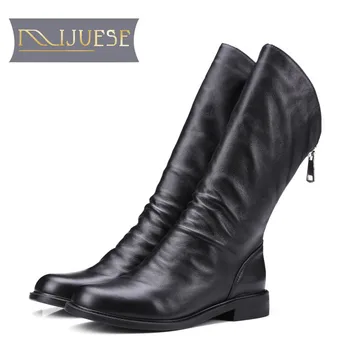 MLJUESE 2018 women Mid-calf boots full cow leather zippers round toe winter short plush women riding boots female boots
MLJUESE 2018 women Mid-calf boots full cow leather zippers round toe winter short plush women riding boots female boots