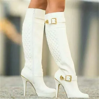 Fashion White Platform Super High Heels Long Boots Round Toe Buckle Belted Knee High Boots Party Stilettos Heels Shoes Women
Fashion White Platform Super High Heels Long Boots Round Toe Buckle Belted Knee High Boots Party Stilettos Heels Shoes Women