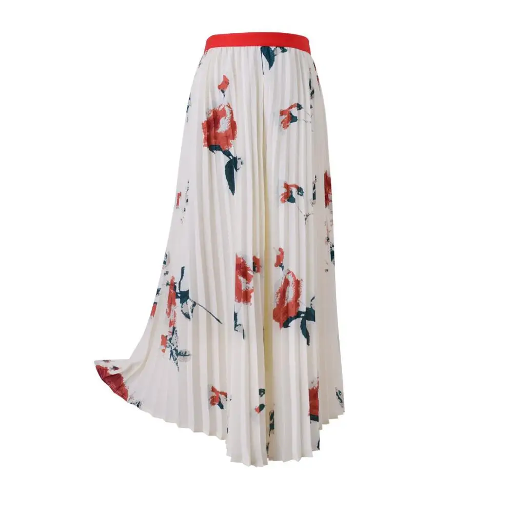 Brand fashion women's high-end luxury summer elegant contrast color flower print pleated long skirt
Brand fashion women's high-end luxury summer elegant contrast color flower print pleated long skirt