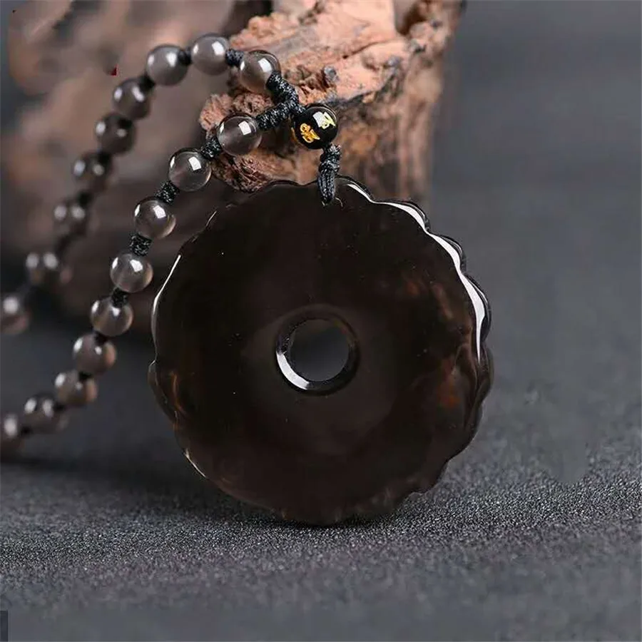 Drop Shipping Genuine Natural Rainbow Light Ice Obsidian Gemstone Crystal Carving Design Fashion Necklaces Pendant 45mm (2)