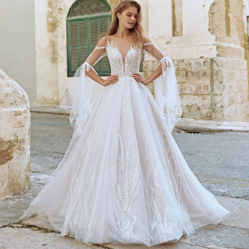 Sexy Puff Sleeves A Line Dress Wedding Same Image Chapel Train Beach Wedding Dress Illusion Style Boho Wedding Dress
Sexy Puff Sleeves A Line Dress Wedding Same Image Chapel Train Beach Wedding Dress Illusion Style Boho Wedding Dress
