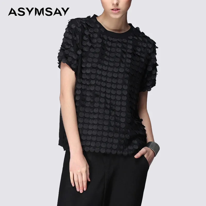 2019 new summer tops loose Chiffon 3d decoration personality black t shirts fashion female short sleeved T-shirt women lady
2019 new summer tops loose Chiffon 3d decoration personality black t shirts fashion female short sleeved T-shirt women lady