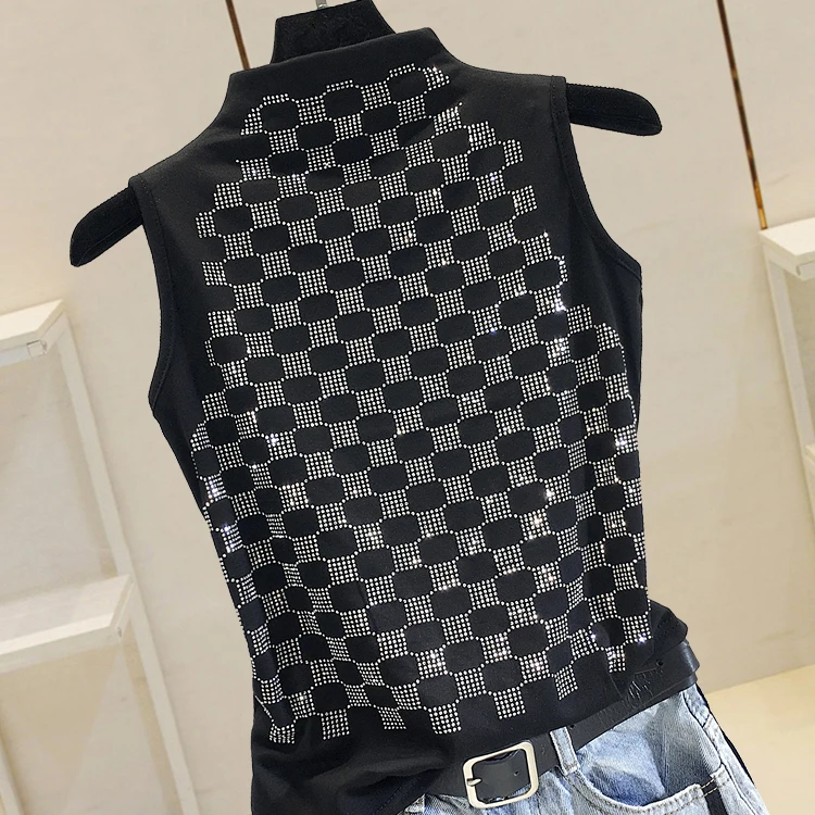 Turtleneck Sleeveless Tshirt Women New Fashion Hot Drill Vest Tops Female Ladies Summer Slimming T-shirt Short Top Girl Top
Turtleneck Sleeveless Tshirt Women New Fashion Hot Drill Vest Tops Female Ladies Summer Slimming T-shirt Short Top Girl Top