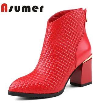 ASUMER FASHION 2020 elegant adult high heels boots pointed toe zip ankle boots for women thick heels solid genuine leather boots
ASUMER FASHION 2020 elegant adult high heels boots pointed toe zip ankle boots for women thick heels solid genuine leather boots