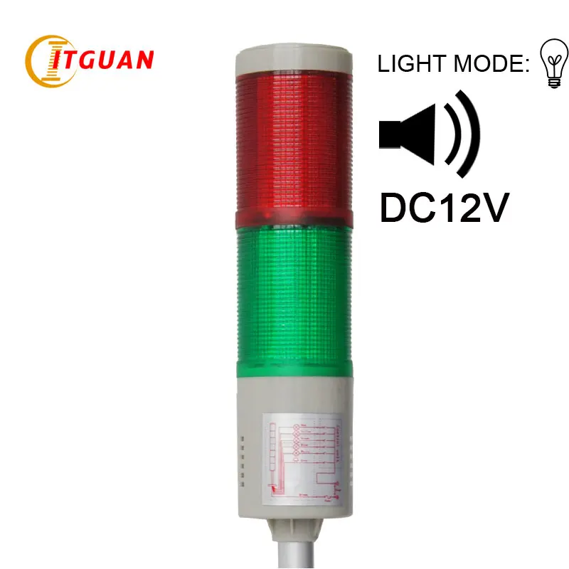 LTA-205J-2 DC12V 2 Layer Tower Light Signals Bulb Warning Lamp Alarm 90dB red/green U Bottom
LTA-205J-2 DC12V 2 Layer Tower Light Signals Bulb Warning Lamp Alarm 90dB red/green U Bottom