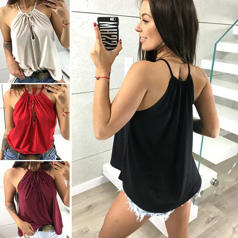 Fashion Women Summer Vest Top Casual Summer Halter Neck Loose Tank Top Shirt Blouse Sleeveless Strap Tops Plus Size
Fashion Women Summer Vest Top Casual Summer Halter Neck Loose Tank Top Shirt Blouse Sleeveless Strap Tops Plus Size