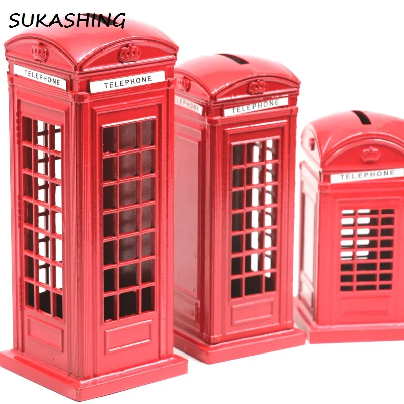 Description Picture 2 of itemLondon Telephone Booth Red Die Cast Money Box Piggy Bank UK Souvenir Great Gifts for Kids Home Christmas Decoration